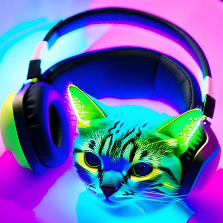 Headphone Orelha Gato Ear Cat Fone Ouvido Com Luzes Preto e Azul