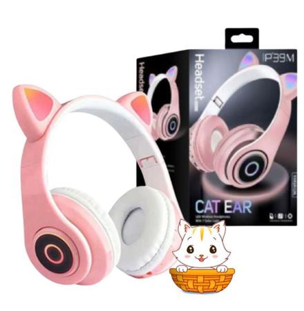 Fone De Ouvido Headphone Orelha De Gato Bluetooth P2 Led - E_IDEIAS ONLINE