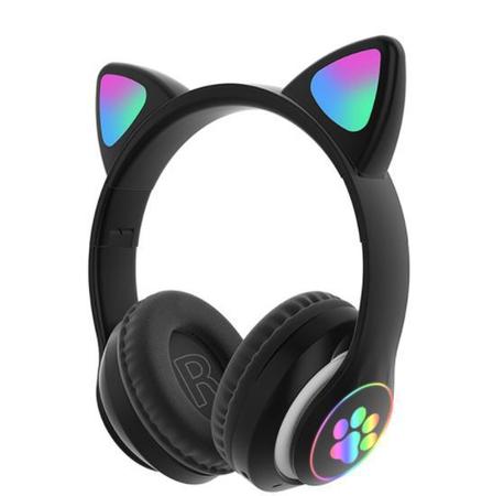 Fone Ouvido Headphone Orelha Gato Bluetooth Dobravel Led Anúncio com  variação - E_IDEIAS ONLINE