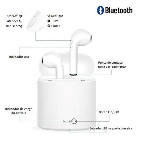 Imagem de Fone Sem Fio i7 mini Bluetooth Para Celular e Tablet Com Microfone