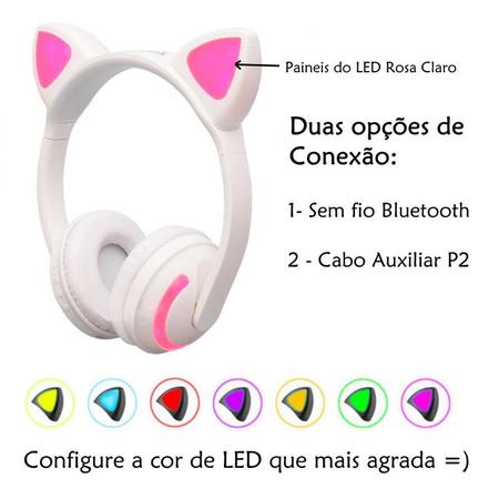 Fone de Gatinho Headphone Bluetooth Orelhas de Gato com LED XTrad LC-831