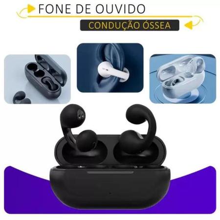 Imagem de Fones de ouvido clipe para orelha aberta, fones de ouvido sem fio Bluetooth 5.3 para esportes, estojo de carregamento