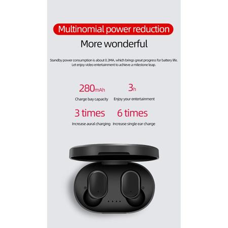 Imagem de Fones de ouvido sem fio Bluetooth A6S, kit com 2 unidades