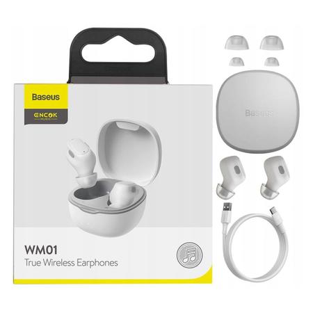 Imagem de Fones de Ouvido TWS Baseus Wireless Bluetooth 5.0 WM01 Com Redução de Ruídos Branco