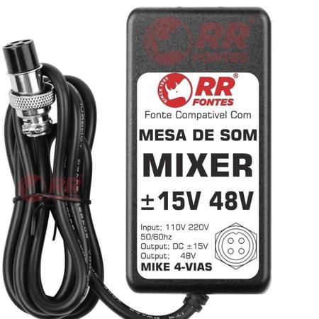 Imagem de Fonte 15V 48V 4 Vias Para Mesa Som Mixer Umy Brasil Mg 82Cx