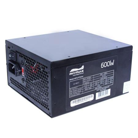 Imagem de Fonte 600w Atx Real 24 Pinos Com Led Azul Mymax MPSU/FP600W