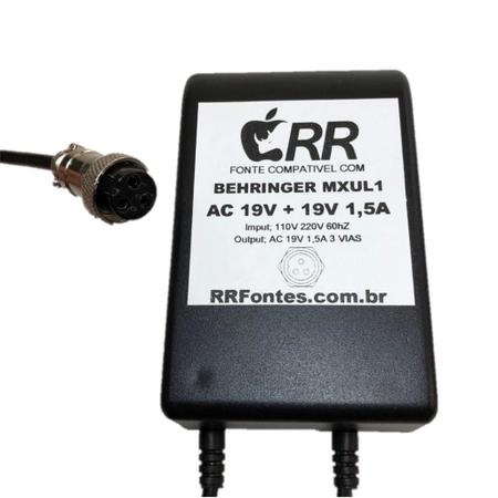 Imagem de Fonte carregador 19V para mesa de som MXUL-1 Behringer modelos DX1000