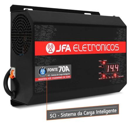 Imagem de Fonte Carregador JFA 70A SCI Slim 70 Amperes Bivolt Com Voltímetro e Amperímetro