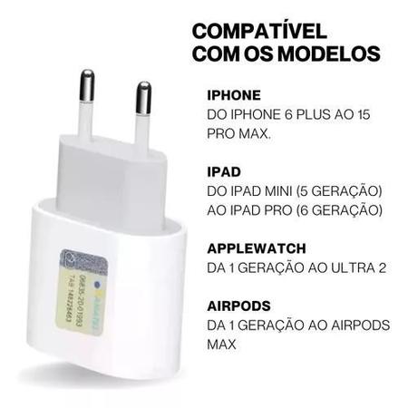 Imagem de Fonte Carregador Tomada Tipo C 20w compativel iPhone X XR XS 11 12 13 14 15 Pro Max Usbc