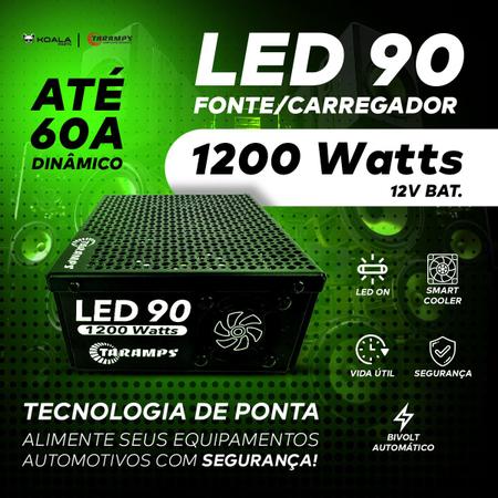 Imagem de Fonte Chaveada Carregador Bateria 1200W 60A Led 90 Taramps