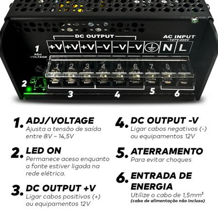 Imagem de Fonte Chaveada Carregador Bateria 1200W 60A Led 90 Taramps