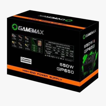 Fonte Gamemax 650w 80 Plus Bronze GP650 PFC Ativo C/ Cabo - Fonte de  Alimentação - Magazine Luiza