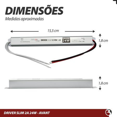 Imagem de Fonte Driver Ultra Slim Mini 12V 24W 2A Bivolt Para Pefil e Fita Led - Avant