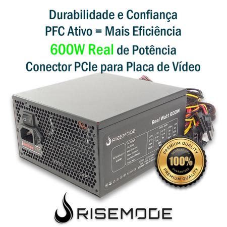 Imagem de Fonte Gamer 600W Rise Mode Atomic Led Branco, Cabo de Força Incluso