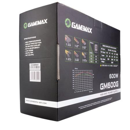 Fonte Gamemax GM600G 600W, 80 Plus Platinum, Semi-Modular, PFC Ativo, Black