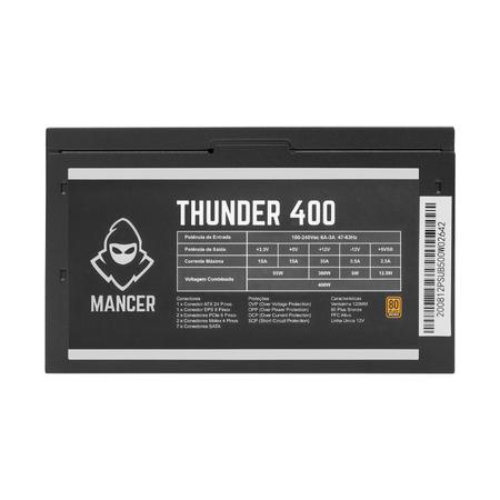 Imagem de Fonte Mancer Thunder 400W Bronze 80 Plus, MCR-THR400-BL01