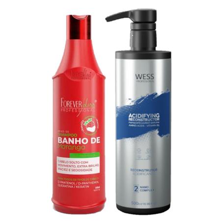Imagem de Forever Shampoo de Morango 500ml + Wess Nano Passo 2 - 500ml