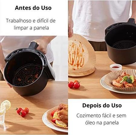 Forma Air Fryer Descartável Kit Unds Antiaderente Redonda Forro De Papel  Vegetal - Midio - Papel Manteiga - Magazine Luiza