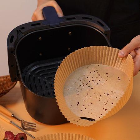 Imagem de Forma Airfryer Descartavel De Papel Antiaderente Cozinha Redondo Multiuso Cozimento Forro Tapete