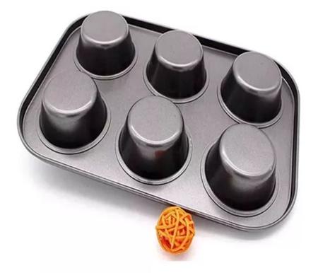 Imagem de Forma Assadeira Aço Inox Anti Aderente 6 Cavidades Para Cupcakes Petit Gateau Pão De Queijo Cozinha
