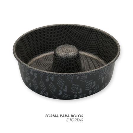 Imagem de Forma Assadeira de Bolo Antiaderente Redonda Com Furo no Meio 22 cm - Cinza