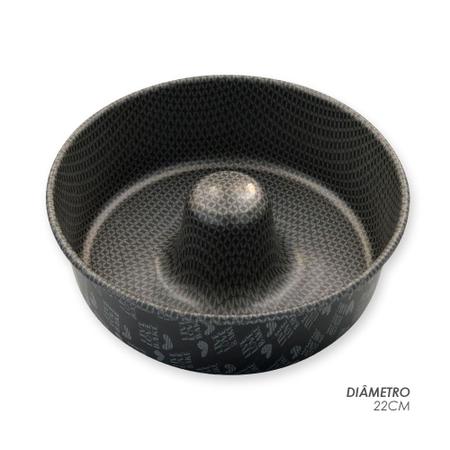 Imagem de Forma Assadeira de Bolo Antiaderente Redonda Com Furo no Meio 22 cm - Cinza