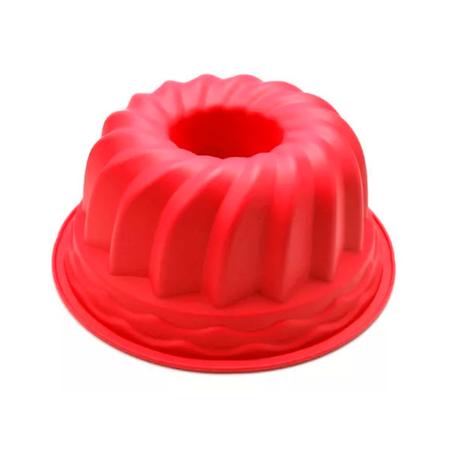 Forma Silicone Redonda Furo Decorada Bolo Pudim Torta - Dupari