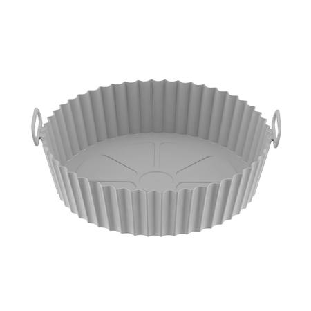 Imagem de Forma Cesto de Silicone Para Air Fryer Fritadeira Elétrica Micro-ondas Forno Com Alça 19cm