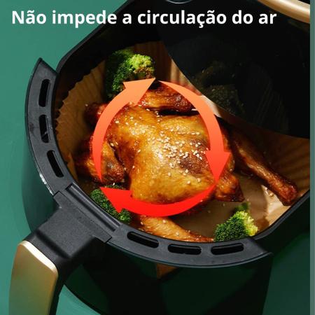 Imagem de Forma De Airfryer Descartavel Antiaderente de Papel Cozinha Redondo Fritadeira Cozimento Protetor Forro Tapete