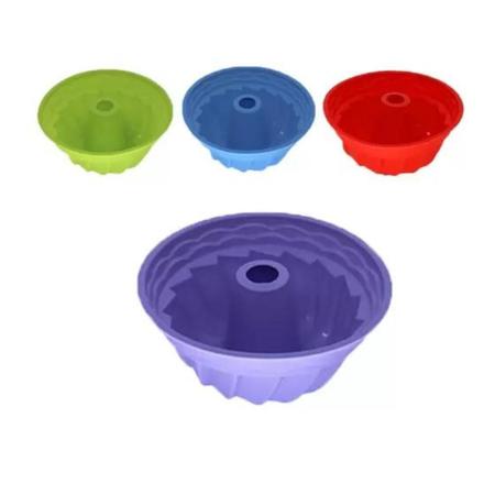 Imagem de Forma de Bolo Pudim Gelatina Silicone Furo Central 