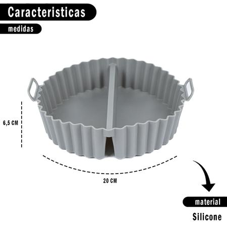 Imagem de Forma de Cozimento Assadeira Redonda Com Divisória de Silicone Fritadeira Elétrica Air Fryer Microondas Forno Elétrico