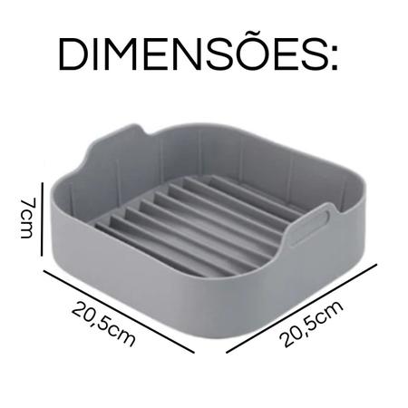 Imagem de Forma De Cozimento Modelo Quadrada em Silicone Para Air Fryer Fritadeira Cinza