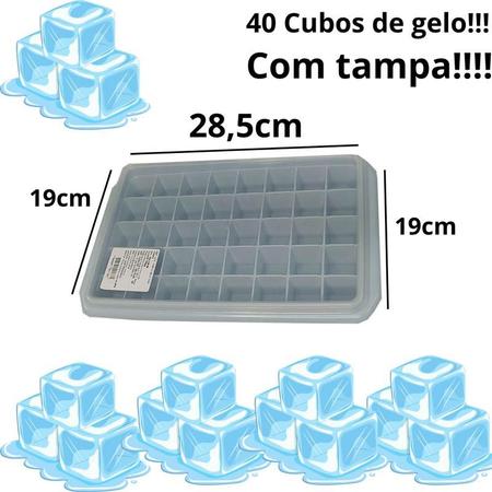 Imagem de Forma de gelo com tampa- 40 cubos higiênie e praticidade.