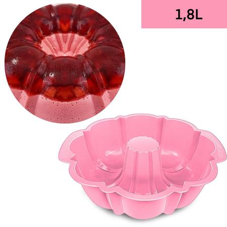 Imagem de Forma de Pudim e Gelatina Rosa de Plástico 1,8L