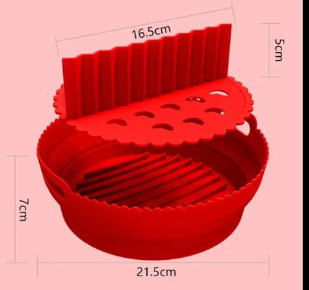 Imagem de forma de silicone para air fryer com separador vermelho