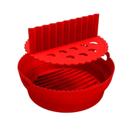 Imagem de forma de silicone para air fryer com separador vermelho