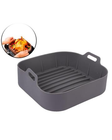 Imagem de Forma de Silicone Para Cozimento Reutilizável Cuadrada Para Air Fryer Grande Capacidade 3,8L Com Alça Fritadeira Eléctrica 