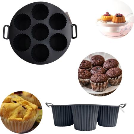 Imagem de Forma De Silicone Para Mini Bolo Cupcake Airfryer Microondas