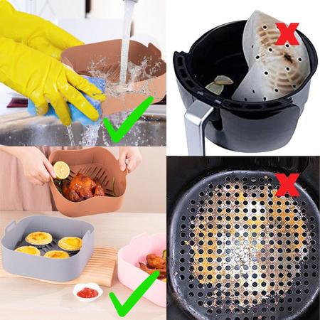 Forma de Silicone Quadrada com Alça para Air fryer 16cm