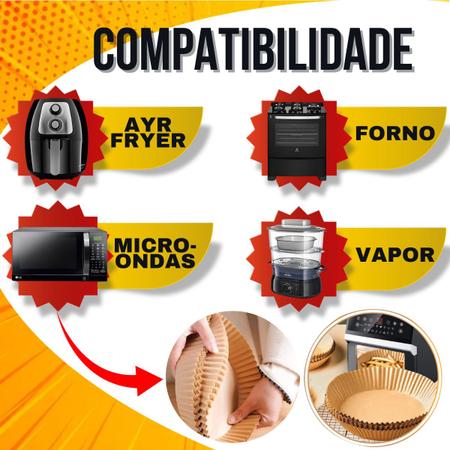 Kit 50 Unidades Forma Forro Para Air Fryer Descartáveis Papel Vegetal  Pacote Antiaderente Fritadeira Forro Proteção