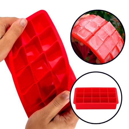 Forma Gelo Retangular Silicone 15 Cubos 30Ml Flexível - Unyhome Imagem de Forma Gelo Retangular Silicone 15 Cubos 30Ml Flexível