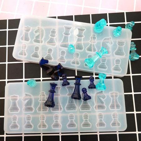 Sewroro 1 Conjunto DIY Molde De Silicone Tridimensional Para Xadrez Moldes  De Resina Moldes De Silicone Para Artesanato Em Resina De Xadrez 3D Moldes