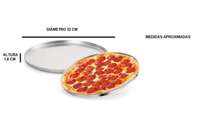 Imagem de Forma Para Pizza Assadeira Bandeja Redonda Alumínio Polido Grosso IF 35 N 32