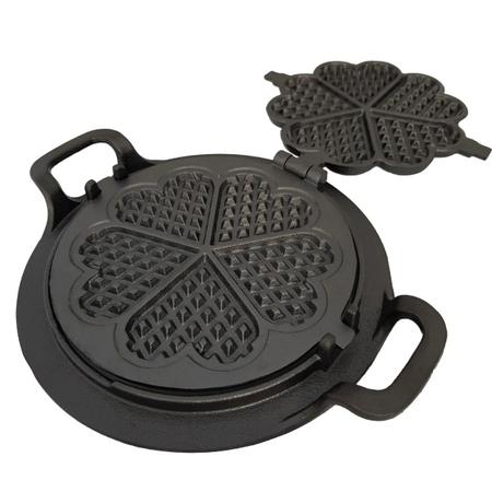 Imagem de Forma Pra Fazer Waffle Alça Ferro Fundido Fogão a Lenha 24cm