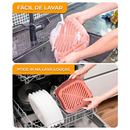 Forma Quadrada de Silicone P/ Airfryer Vermelho 20x20xA7cm - Lyor Imagem de Forma Quadrada de Silicone P/ Airfryer Vermelho 20x20xA7cm - Lyor