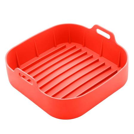Forma Quadrada de Silicone P/ Airfryer Vermelho 20x20xA7cm - Lyor Imagem de Forma Quadrada de Silicone P/ Airfryer Vermelho 20x20xA7cm - Lyor