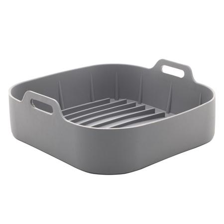 Forma quadrada de silicone para air fryer cinza 16cm x 5,5cm - LYOR Imagem de Forma quadrada de silicone para air fryer cinza 16cm x 5,5cm