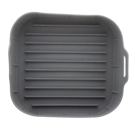 Forma quadrada de silicone para air fryer cinza 16cm x 5,5cm - LYOR Imagem de Forma quadrada de silicone para air fryer cinza 16cm x 5,5cm