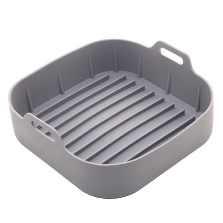 Forma quadrada de silicone para air fryer cinza 16cm x 5,5cm - LYOR Imagem de Forma quadrada de silicone para air fryer cinza 16cm x 5,5cm