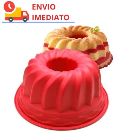 Forma Silicone Redonda Furo Decorada Bolo Pudim Torta - Dupari